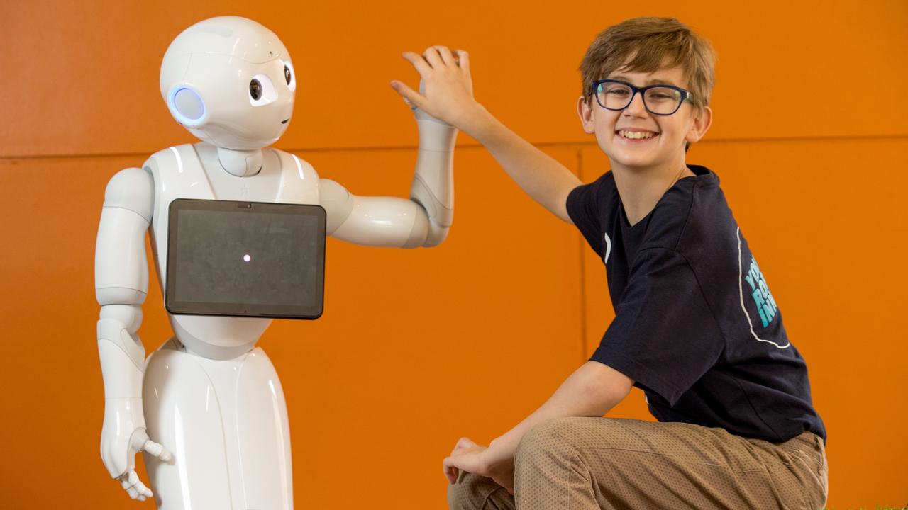 kid with robot